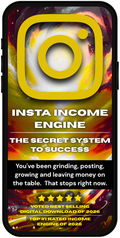 Phone case with 'Insta Income Engine' text and colorful design
