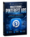 Book titled 'Mastering Pinterest Ads' by Dime Deals Digital on a dark background